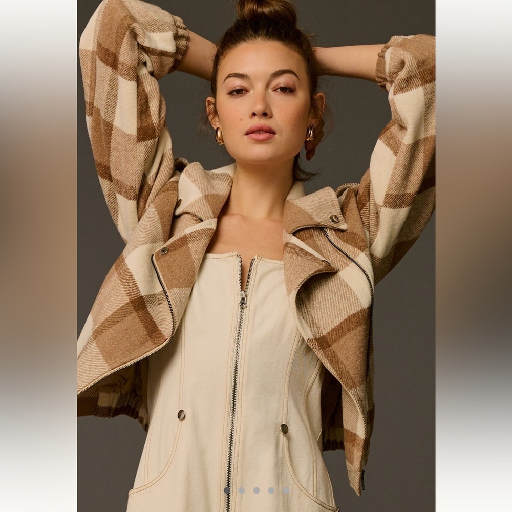 NWT retails 138, Anthropologie Dolan plaid moto jacket